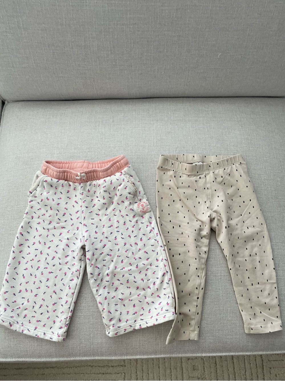 Zara floral pants and H&M polka dot leggings